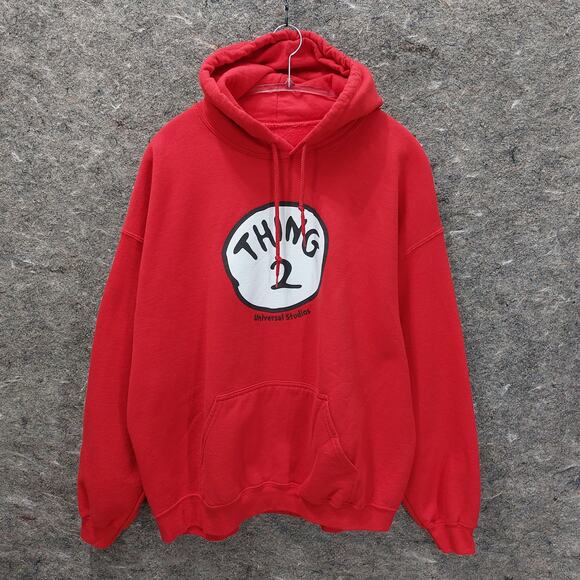 Dr. Seuss Thing 2 Hoodie Men's XL Red Universal Studios Pullover Sweatshirt - Picture 1 of 6